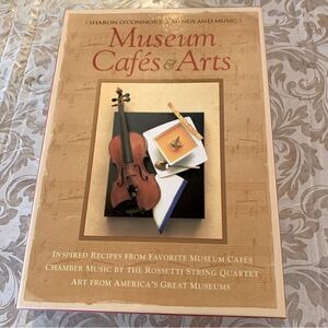 Museum Cafes & Arts Cookbook w/ Music CD Boxed Set Open Excellent Condition